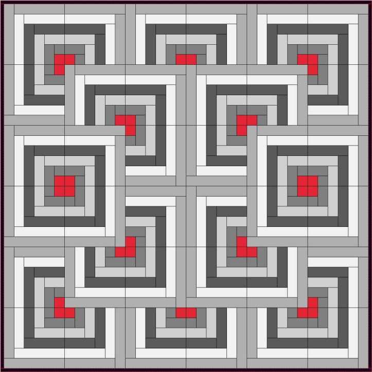 Chevron Setting Half Log Cabin or Chevron block layout by Sandi Walton at Piecemeal Quilts