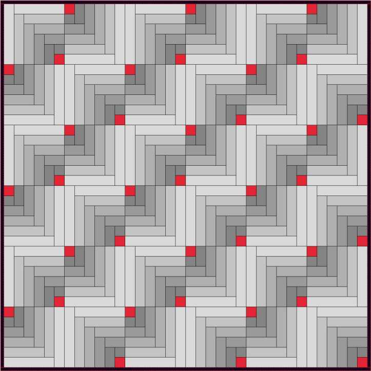 Chevron Variation 2 Half Log Cabin or Chevron block layout by Sandi Walton at Piecemeal Quilts