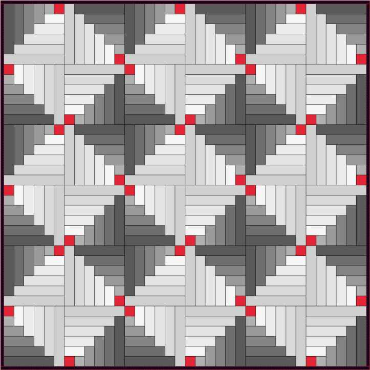 Chevron Variation 4 Half Log Cabin or Chevron block layout by Sandi Walton at Piecemeal Quilts