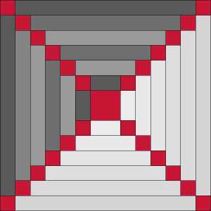 Double Cornerstone Block Log Cabin Cornerstone variation by Sandi Walton at Piecemeal Quilts