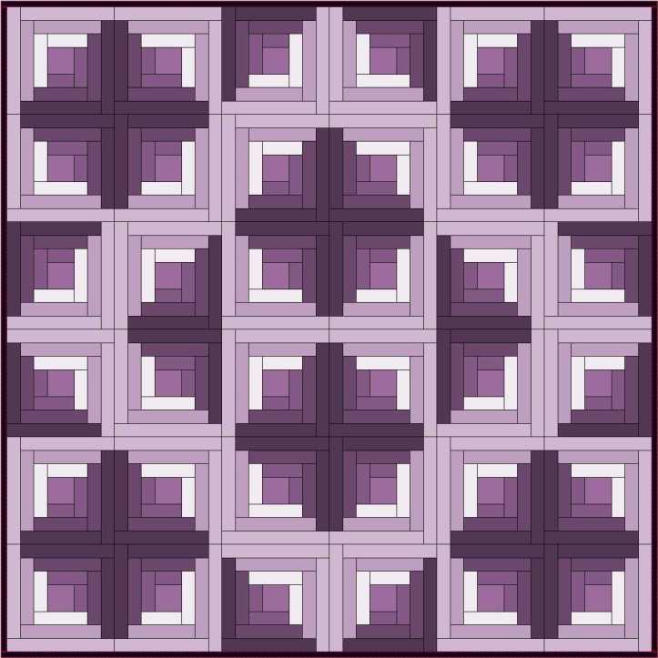 Log Cabin Variation 2A Traditional Log Cabin quilt - setting variation by Sandi Walton at Piecemeal Quilts