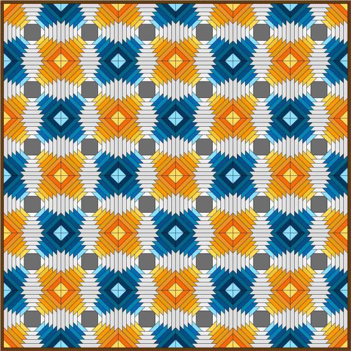 Pineapple Setting 2 Pineapple Log Cabin variation by Sandi Walton at Piecemeal Quilts