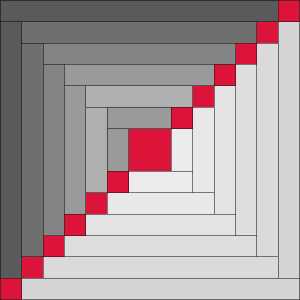 Single Cornerstone Block Log Cabin Cornerstone variation by Sandi Walton at Piecemeal Quilts