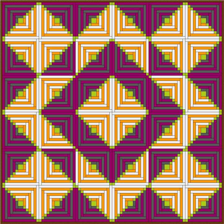 Single Cornerstone Setting Log Cabin Cornerstone variation by Sandi Walton at Piecemeal Quilts