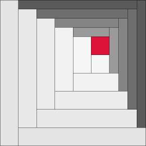 Uneven Log Cabin Block Log Cabin variation by Sandi Walton at Piecemeal Quilts